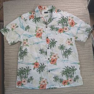 Tropical Storm Hawaiian Shirt XL Mens Palm Tree Floral Short Sleeve Button Up Al